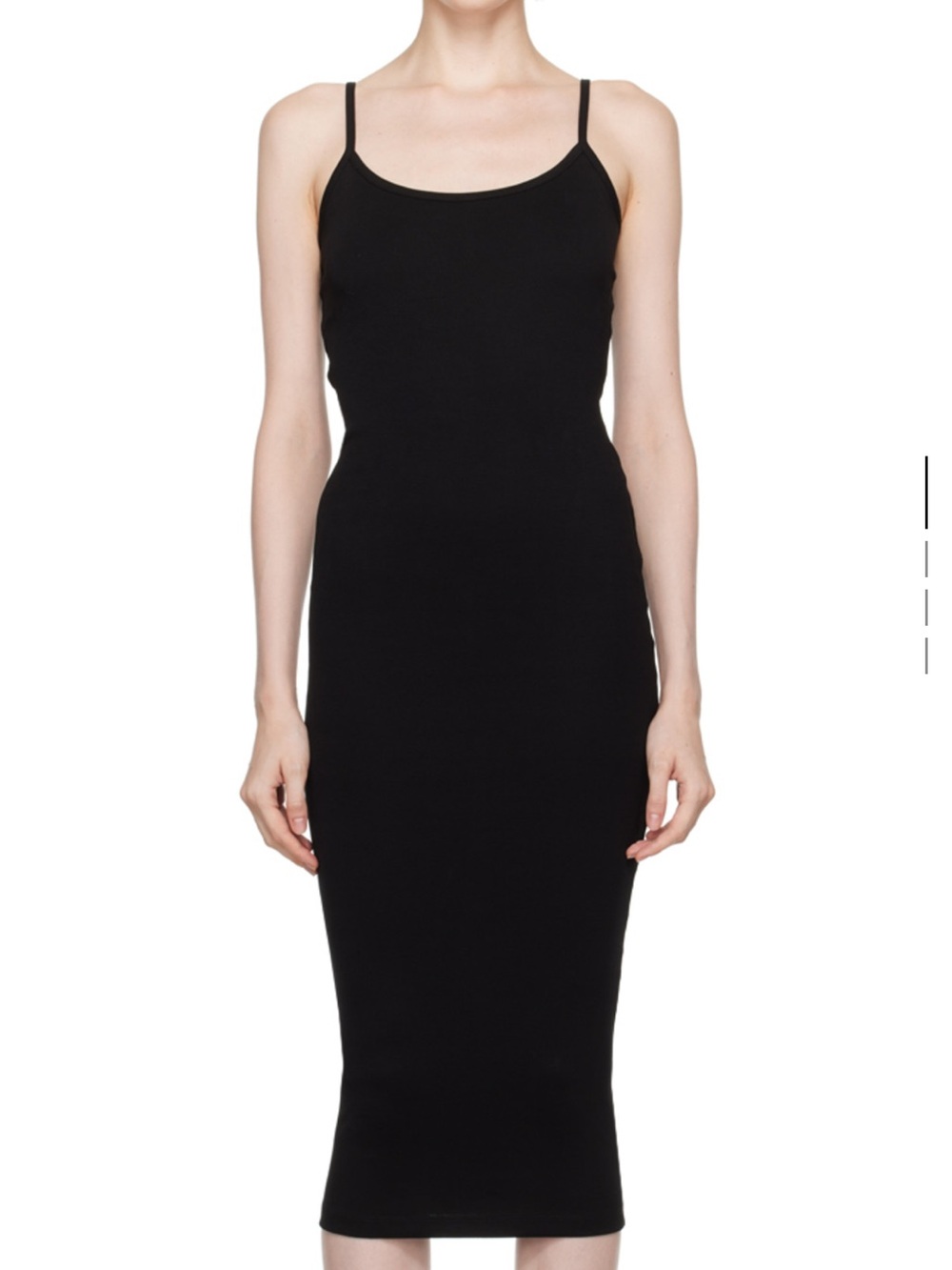 Slim Fit Black Midi Dress with Spaghetti Straps